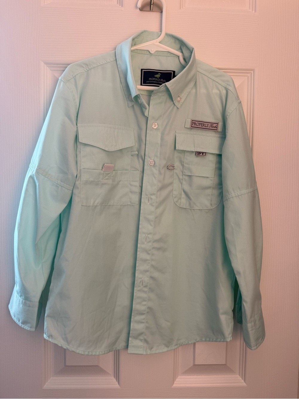 Properly Kids Long-Sleeve Mint Button-Front Shirt